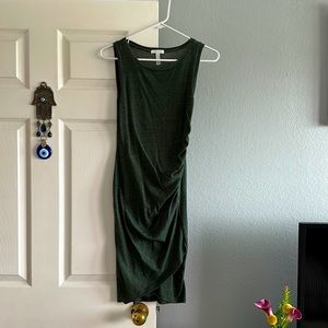Nordstrom Leith Ruched Body-Con Sleeveless Dress hunter green. Size XS